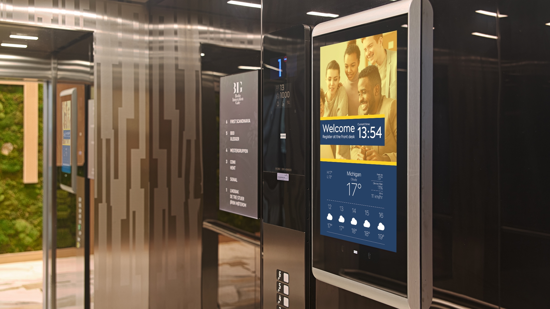 Elevator landing page header