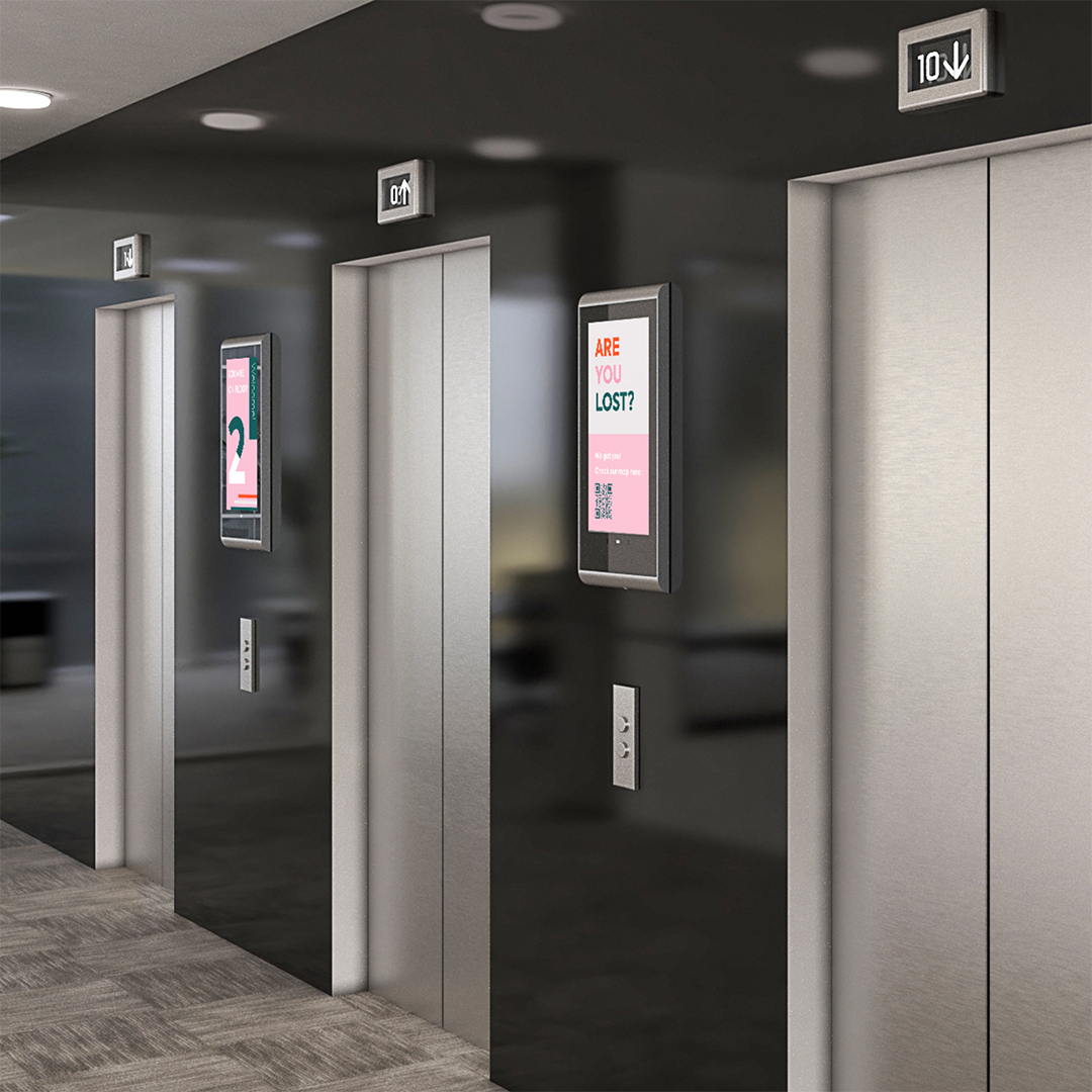 XPO Screens Narrowcasting Digital signage Invite XASTing Elevator Screens Internal communication Wayfinding