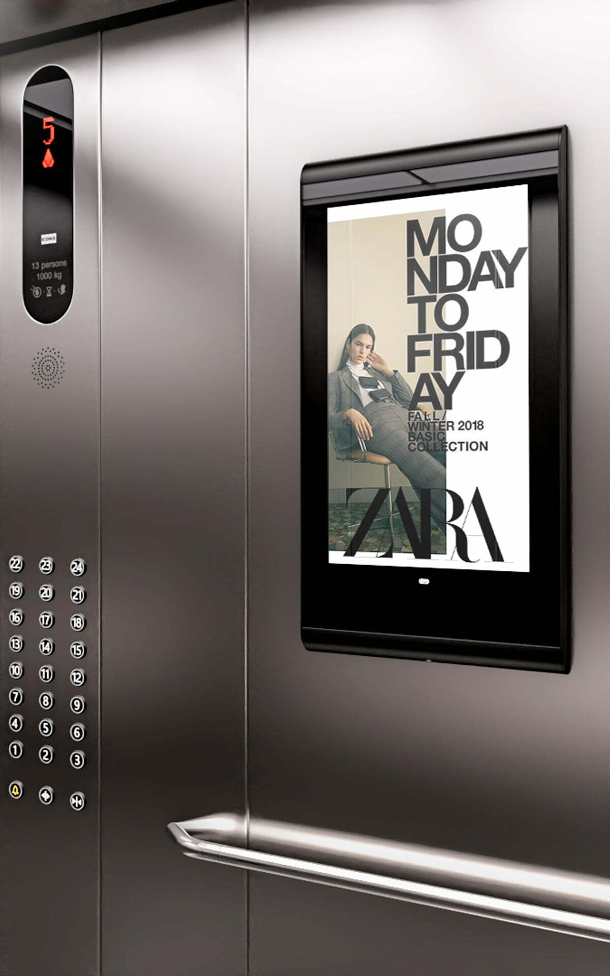 XPO Screens Narrowcasting Digital signage Invite XASTing DOOH Advertising Elevator Screens Zara