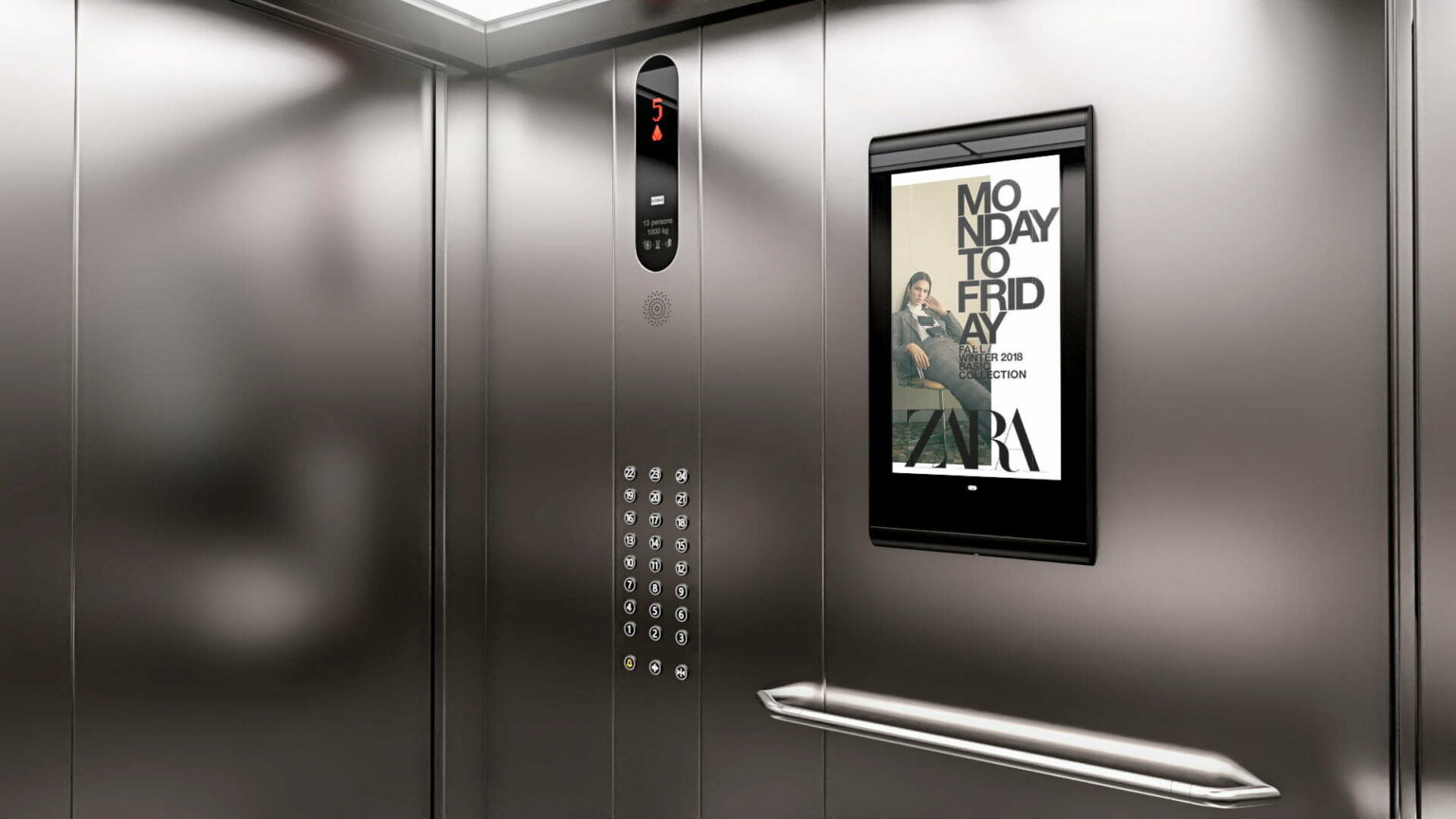 XPO Screens Narrowcasting Digital signage Invite XASTing DOOH Advertising Elevator Screens Zara