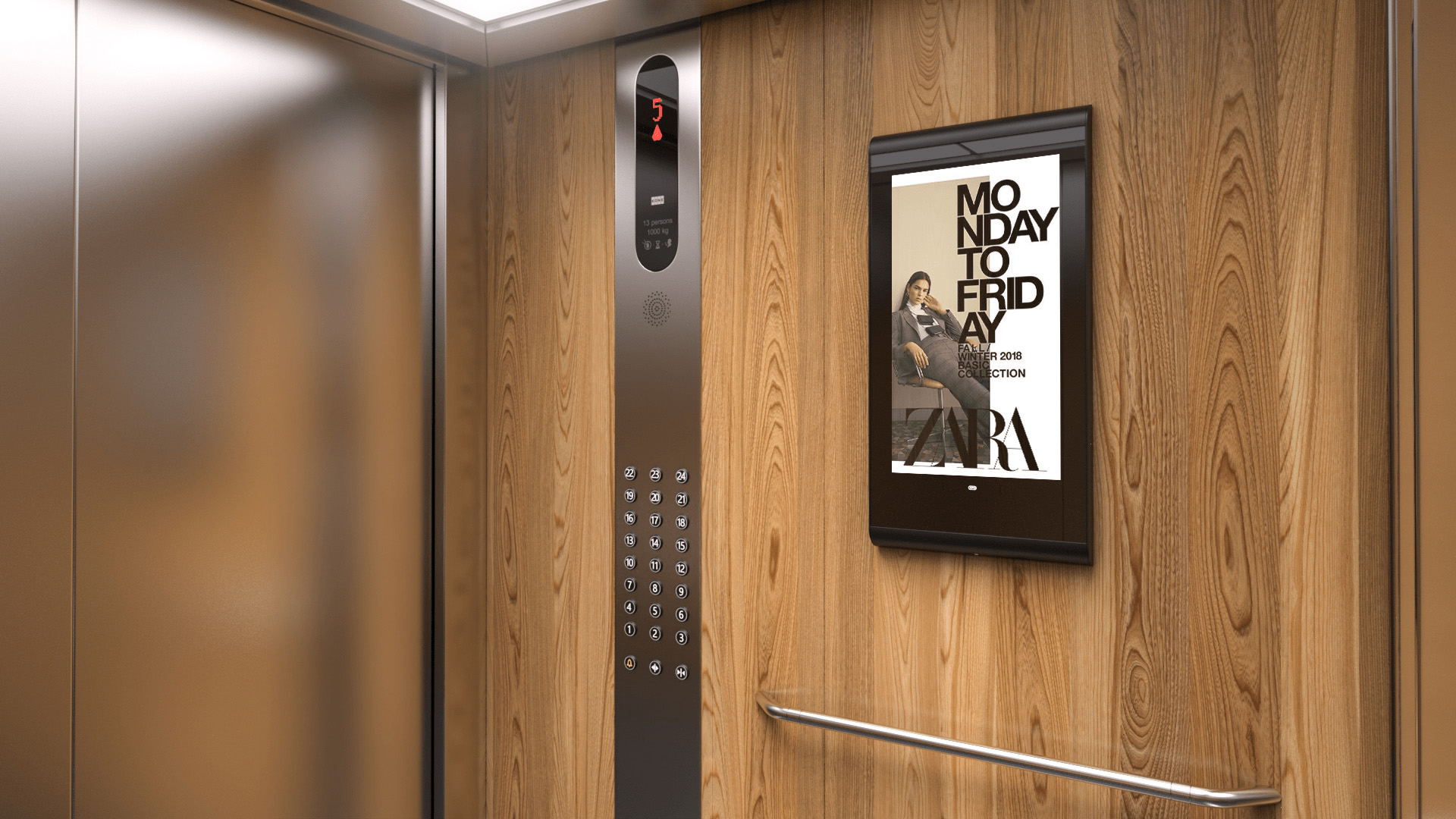 XPO Screens Narrowcasting Digital signage Invite XASTing DOOH Advertising Elevator Screens Zara