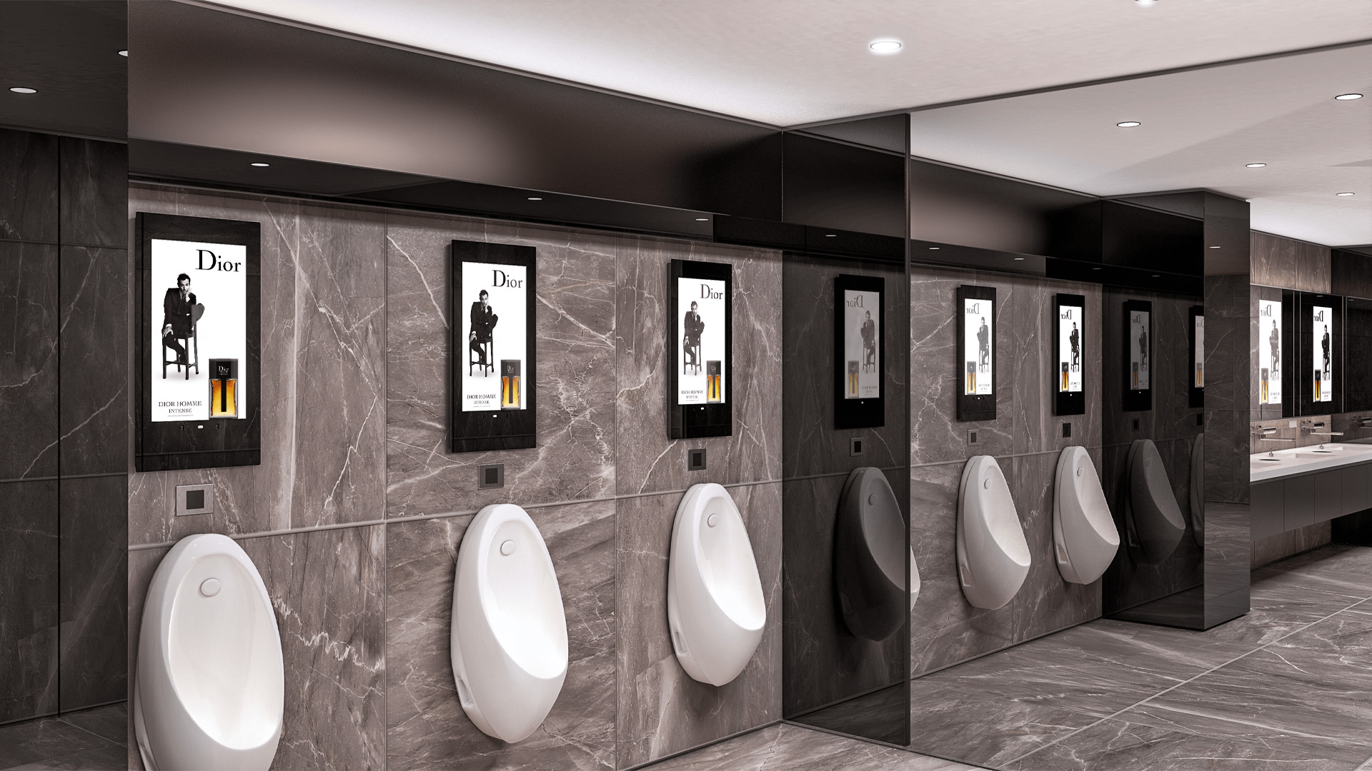 XPO Screens Narrowcasting Digital signage Invite XASTing DOOH Advertising Restroom media Dior