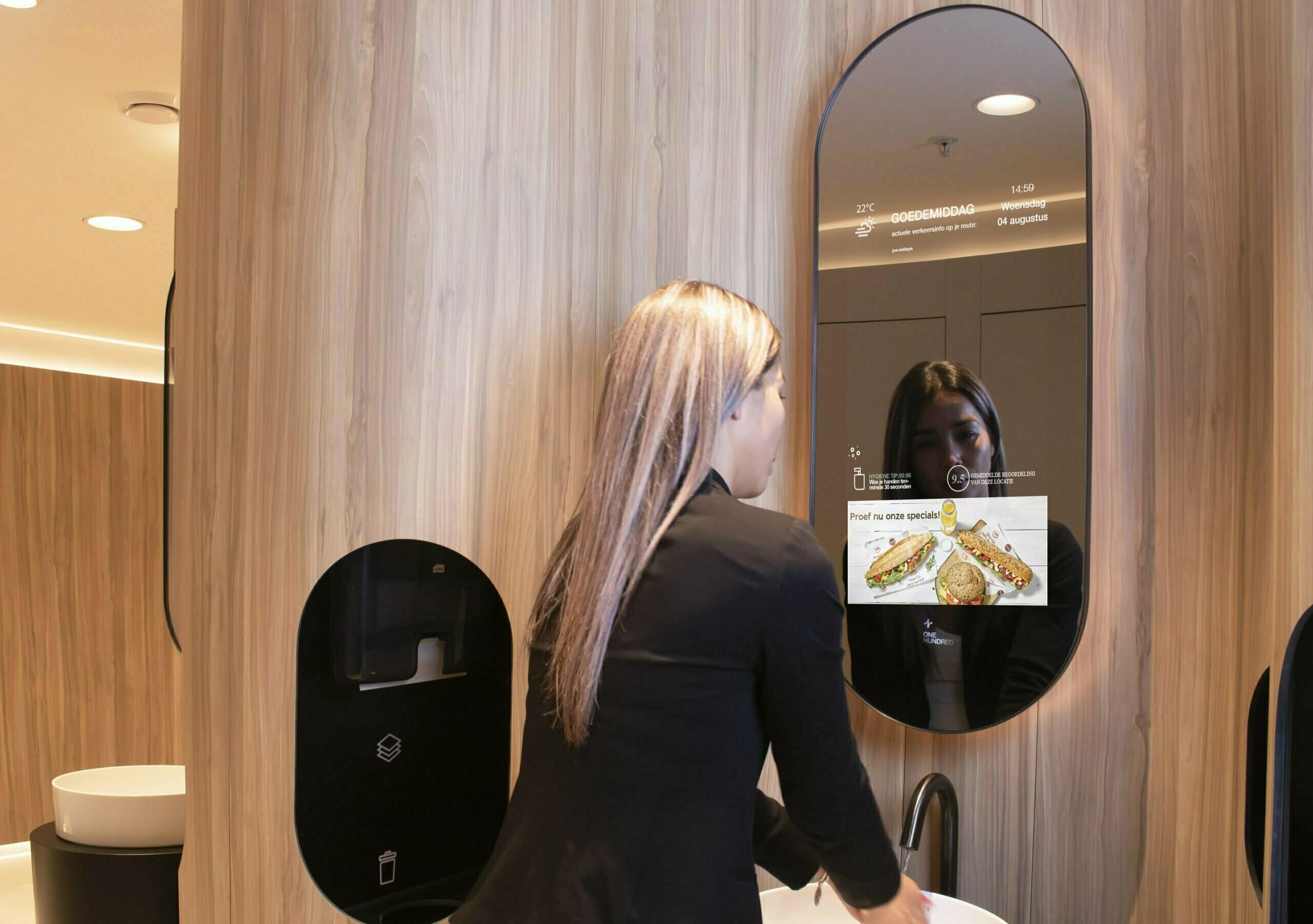 XPO Screens Narrowcasting Digital signage Interio XASTing DOOH Advertising Public buildings Restroom media Smart mirrors OneHundred 100RR