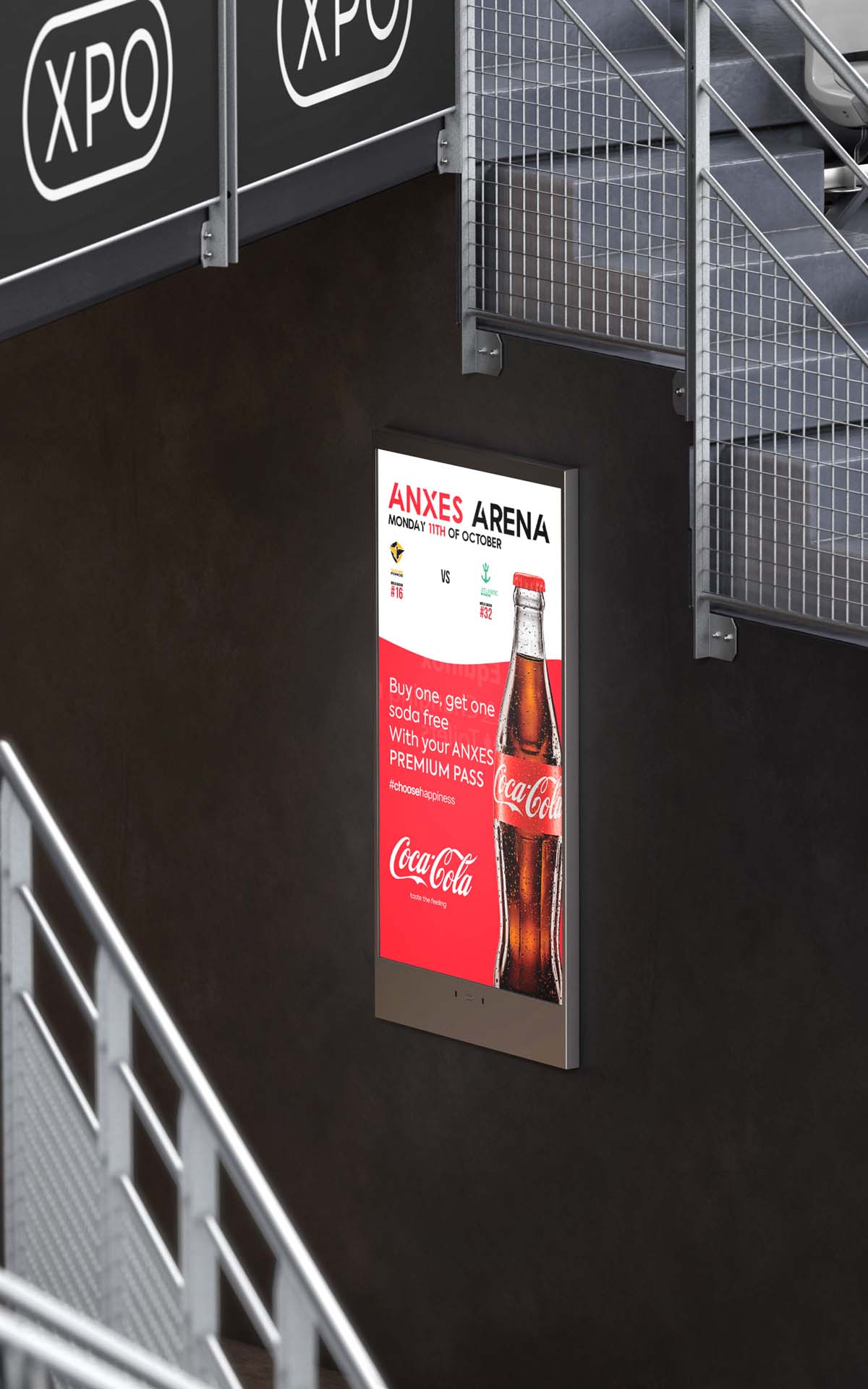 XPO Screens Narrowcasting Digital signage Invite XASTing DOOH Advertising Public buildings Coca Cola